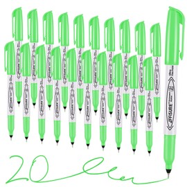 Green Ultra Fine Point Permanent Markers, 20 Pack, 0.4 mm, Precision Extra Fine Tip for Detailed Writing, Art, Crafts & Labeling on Paper, Plastic, Glass, Metal, Waterproof, Fade-Resistant Ink ﻿