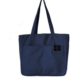 YOMOE Canvas Tote Bag for Women, Laptop Bag, Book Tote Bag with Zipper, Reusable Tote Shoulder Bag Casual for Travel, Beach, Vacation, Shopping, Work-Blue