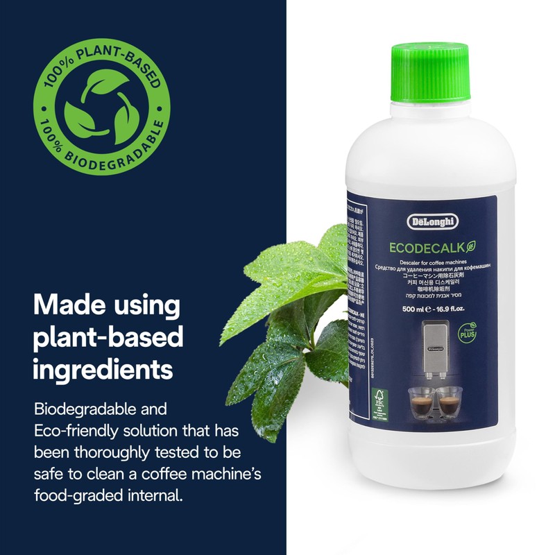 De'Longhi EcoDecalk Descaler 2-Pack, Eco-Friendly Universal Descaling Solution for Coffee