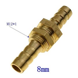 Bulkhead Pipe Fitting POWERTOOL 8MM Hose Pipe Joiner Straight Brass BSP Barbed Connector (Pack of 2)