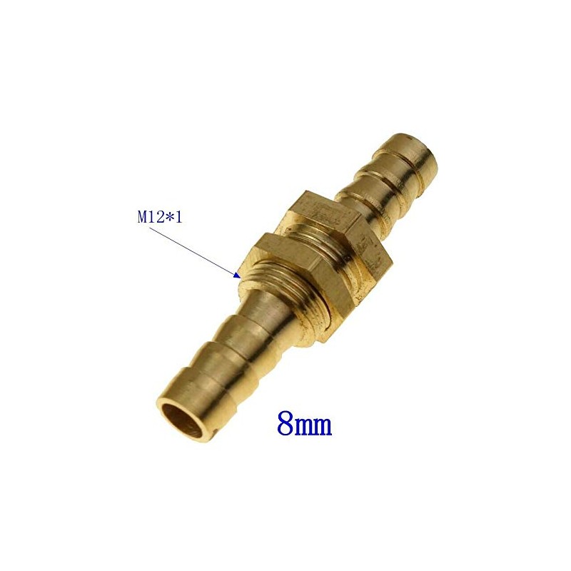 Bulkhead Pipe Fitting POWERTOOL 8MM Hose Pipe Joiner Straight Brass