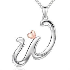 CELESTIA Birthday Gifts Initial Necklace Silver Sterling Letter Pendant W Monogram Necklaces Alphabet Initial Heart Jewelry