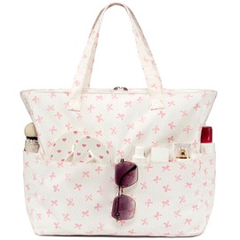 LEDAOU Beach Bag Waterproof Sandproof Women Tote Bag Pool Bag with Zipper for Gym Grocery Travel with Wet Pocket