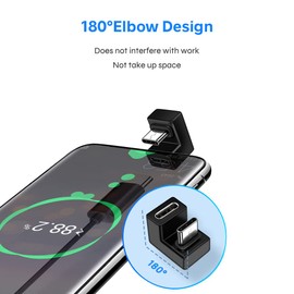 Seminer USB C 180 Degree Angled Adapter (2 Pack), U Shape USB C 3.1 Male to Female Adapter, Type C Angled Adapter Data Transfer Connector Compatible for MacBook, USB-C Tablet, USB-C Phone