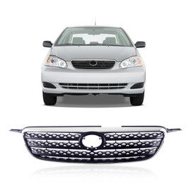 Perfit Liner Front Grille Grill Chrome Molding With Gray Insert Compatible With 2005-2008 Toyota Corolla TO1200278 5310002090
