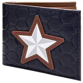 Captain America Star and Shield Endgame Suit Style Wallet Bi-Fold ID & Card Holder, Blue