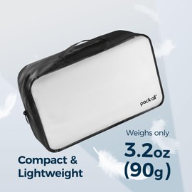 pack all Seamless Zipper Pouch Clear Zipper Bag Makeup Pouch Water-resistant Material Zip Bags for Storage, Travel, Office, Black, L