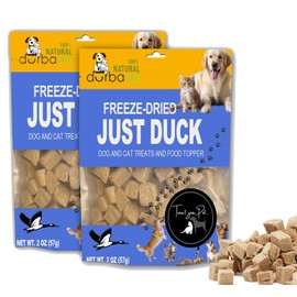 Freeze Dried Double Pack Dog & Cat Treats Food Topper Easy Chew & Digest (2 Packs) (2.0 oz Each, Just Duck)