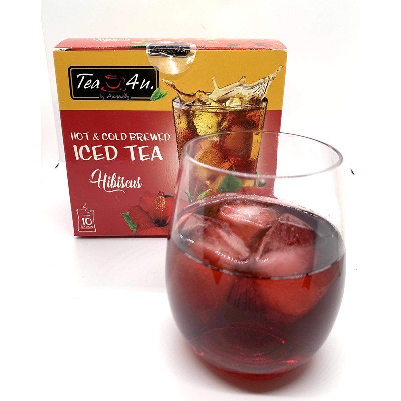 Tea4U Hibiscus Iced Tea Bags - Hot & Cold Brewed