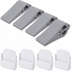 4 Piezas Tope de Puerta Color Gris,Tapones de Goma para Puerta,Tope para puertas,Cuña,Seguros Cuñas de Puerta,con Soportes,Antideslizante,para Todas L