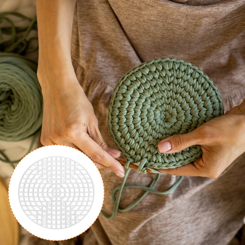 sourcing map 20Pcs Round Plastic Canvas Mesh Sheets 3.78 Inch/9.6cm