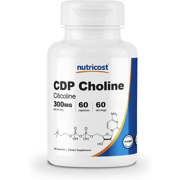 Nutricost CDP Choline (Citicoline) 300mg, 60 Vegetarian Capsules - Non-GMO, Vegetarian Friendly, Gluten Free …