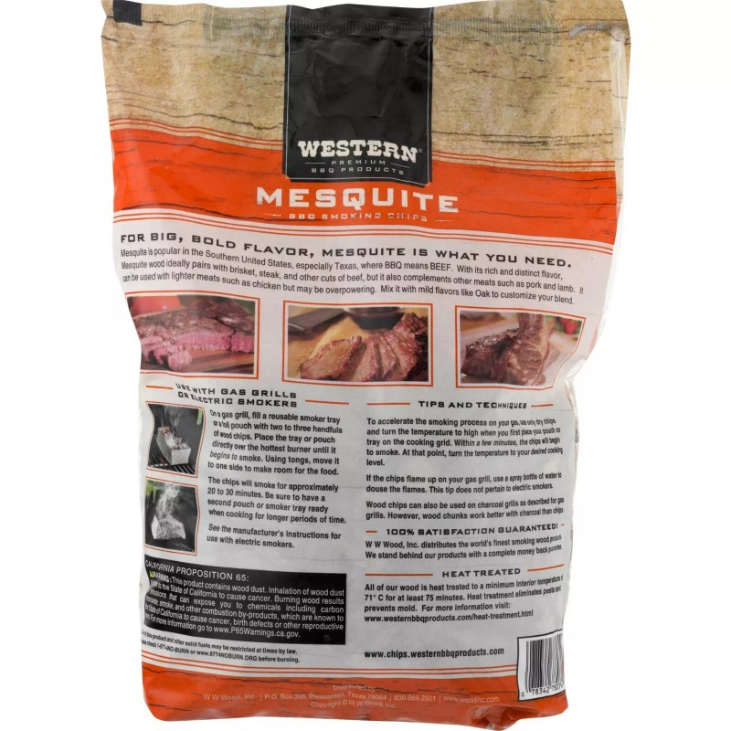 Western Premium BBQ Products Mesquite BBQ Smoking Chips, 180 Cu