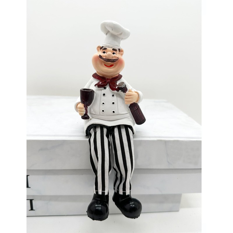 Set of 2 Home Kitchen Decor Chef Figurines Bread &