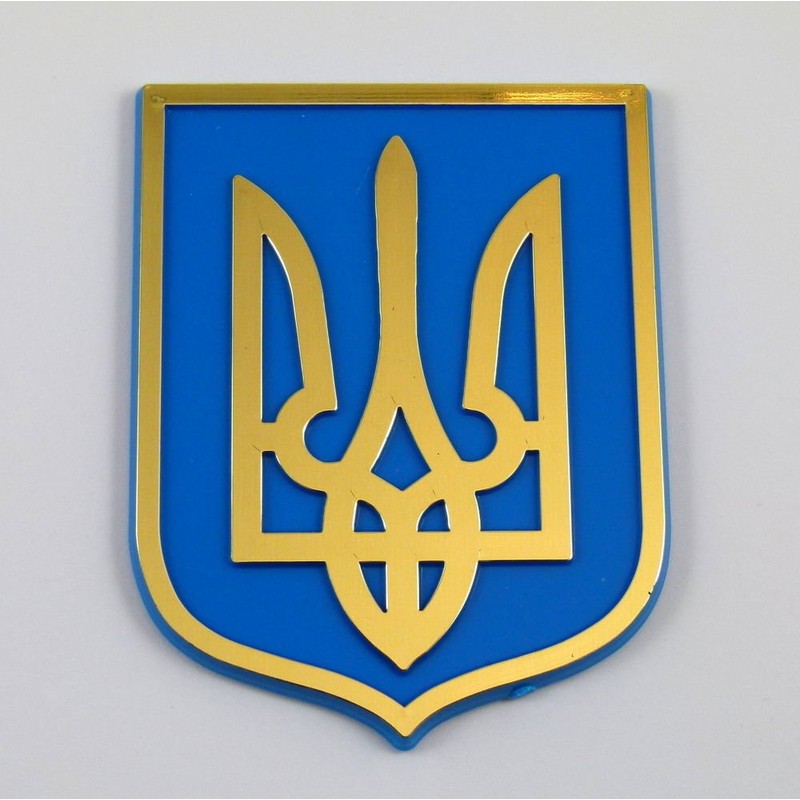 Ukraine Trident Tryzub Blue Gold Plastic car Emblem Decal Sticker