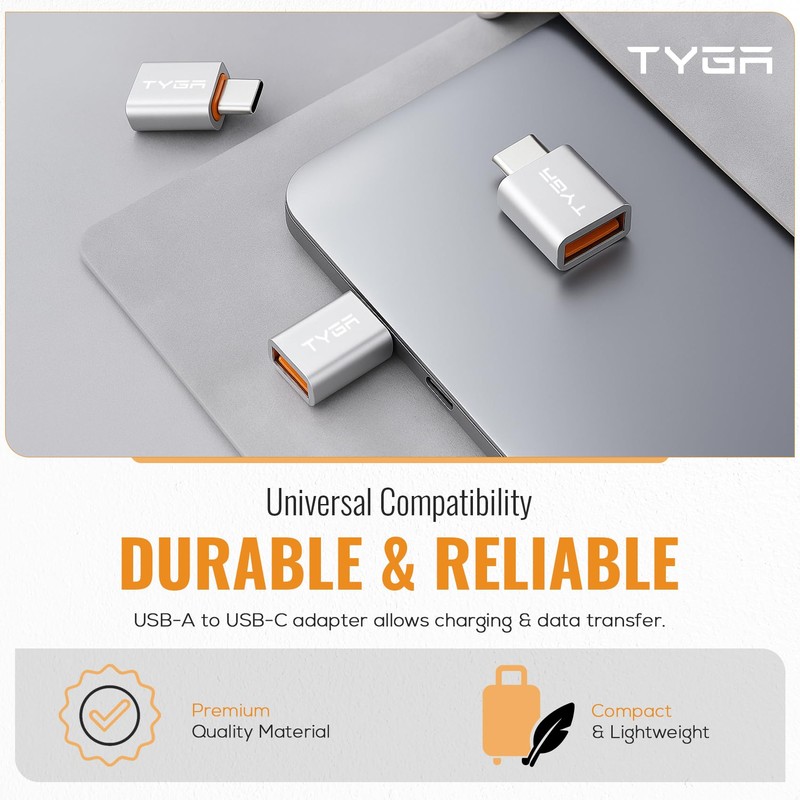 TYGA USB A to USB C Adapter, High-Speed 5Gbps Data