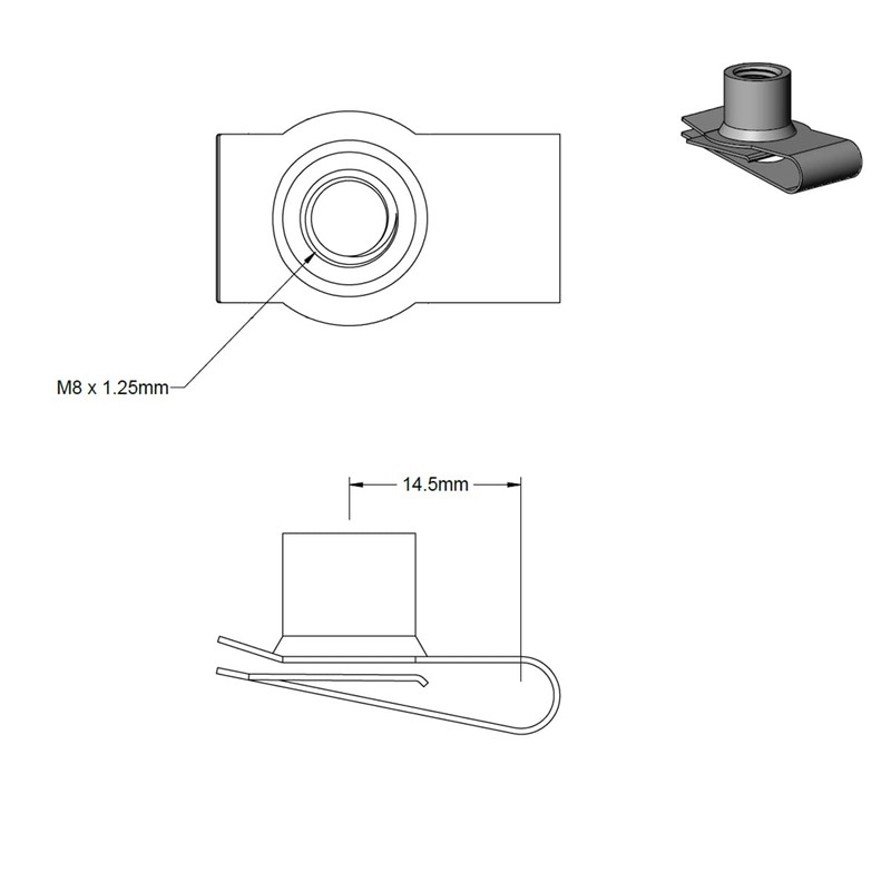 M8 Stainless Steel U -Style Clip-On Nut,U-Type Fasteners (Pack of