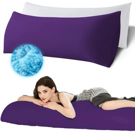 Ubauba Memory Foam Body Pillow with Cover, Full Large Body Pillows Insert for Adults with Envelope Closure Pillowcase, Firm & Fluffy Long Bed Pillows for Sleeping (20x54 inch, Purple)