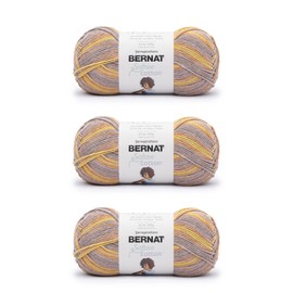 Bernat Softee Cotton Golden Haze Yarn - 3 Pack of 120g/4.25oz - Nylon - 3 DK (Light) - 254 Yards - Knitting/Crochet