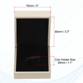 PATIKIL Coin Display Box, Coin Presentation Display Box Coin Box Coin Case with Coin Holder Square Fit 29mm Coin for Silver Dollar Collectors, Golden