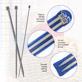 2Pcs/Set 35cm Long Single Pointed Knitting Needle Aluminium Classic Knitting Pins Sweater Needles for Handmade Weave DIY Tools (8mm)