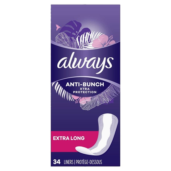 Always Xtra Protection Daily Liners, Extra Long 34 ea (Pack of 6)
