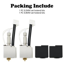 HzdaDeve 2 Pack Hotend 200K Thermistor Heating Cartridge for Kobra S1 Combo 0.2MM 0.4MM Print Head Extruder Kit Hot End Heater Block Brass Nozzle Silicone Sock Cover for Anycubic Kobra S1/ACE Pro