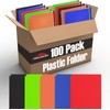 100 Pack Bulk Plastic Folders with Pockets for School, Kids,