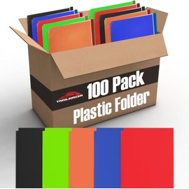 100 Pack Bulk Plastic Folders with Pockets for School, Kids, Work Documents, Bulk 2 Pocket File Folders with Business Card Holders for School, Office Supplies