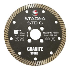 Stadea SBD104C Diamond Saw Blade 6-Inch Continuous Turbo For Grinder - Granite Dry Cutting, 8 MM Segments