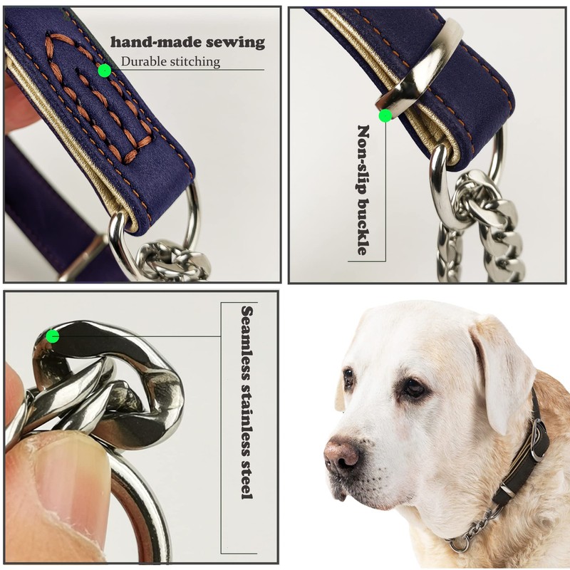 JiangYanus Martingale Collar for Dogs, Leather Martingale Dog Collar with