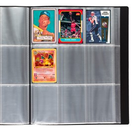 Samsill Trading Card Album, BTS Photo Card Holder,16 Double-Sided Page Protector Sleeves, Customizable Front Cover and Spine, Holds up to 2.6 x 3.5 Inch Cards, Black