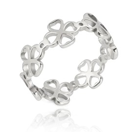 SIPURIS Celtic Good Luck Four Leaf Clover Ring Irish Shamrock Shape Lucky Charm Ring Protection Amulet Jewelry For Women Teen