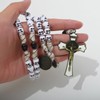 KOMI White Skull Beads Paracord Rosary with St Benedict Medal