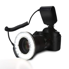 Topiky LED Ring Fill Light, Portable 3000-15000 K Adjustable 1/1000 sec 48 LED Beads Macro Flash Light, with Colour Filter Adapter for Flash Control for Pentax