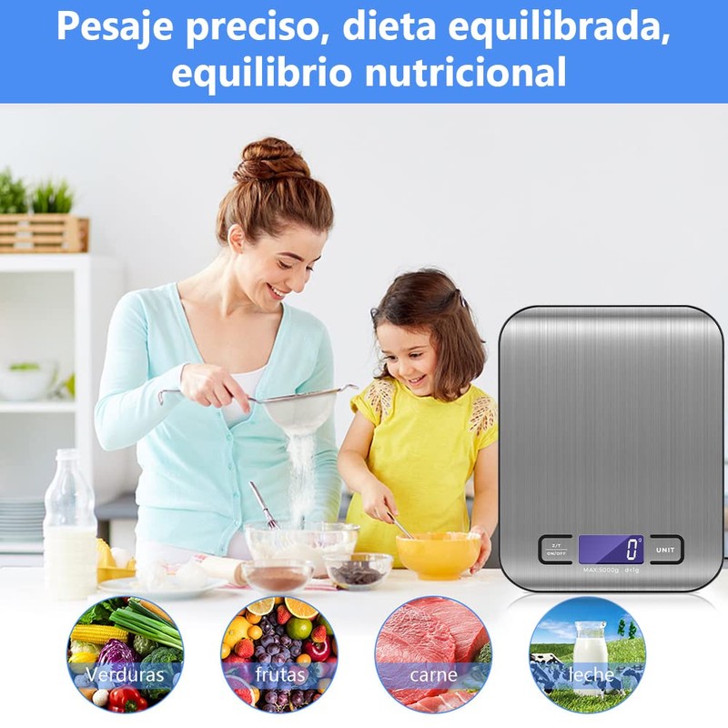 Báscula Digital de Cocina, Báscula de Cocina de acero inoxidable