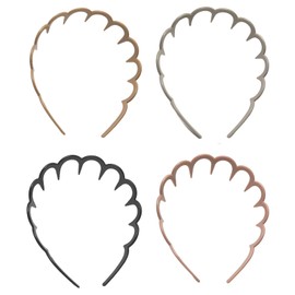 4 Pcs Plastic 90s Zig Zag Headband, Adjustable Wavy Headband, Non-Slip Shark Tooth Hair Ban for Women and Girls Daily Styling, Sports, Accessories (Pink, Black,Khaki)