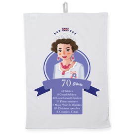 Hippowarehouse 70 yeas as Queen Elizabeth Platinum Jubilee celebration Tea Towel Eco Printed Dish Cloth Kitchen accessory 50cmx70cm 100% Cotton