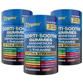 Zoyava Corti-Soothe Gummies - Mixed Berry Flavored All-in-One Cortisol Supplement with Magnesium, L-Theanine, Lions Mane & 10+ Extra Strength Ingredients, 60 Gummies - Specification: 180 Gummies (3 Months Supply)