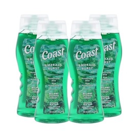 Coast Emerald Burst Body Wash - Hydrating - Gentle Cleansing for Dry Skin with Moisturizing Aloe Formula - Fresh Scent - 4 pc