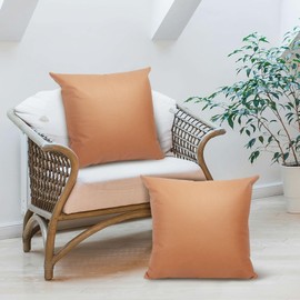 Betadistor Pack of 2 Cushion Covers 45cm x 45cm 18x18 Inches Throw Pillow Cases Square Cushion Covers for Bedroom with Invisible Zipper 2 Pieces, Orange, 520-0426