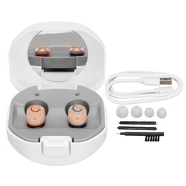 Earbuds Hearing Aids Rechargeable Noise Cancelling Lightweight Digital Hearing Amplifier for Seniors Adults Blue Red