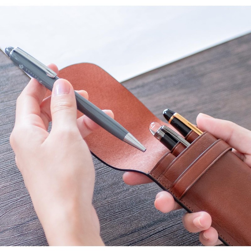 Dom Teporna Genuine Leather Pen Case 1-Pen, 2-Pen, 3-Pen Slots