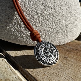 Gold St Christopher Necklace - Mens Saint Pendant Travelers, Gift Religious Jewelry, Protection Medal, Men Silver Medallion, Women Gift to Husband, Best Friend Present, Catholic Charm (Silver)