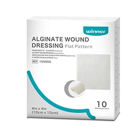 Winner Medical Calcium Alginate Wound Dressing Pads 4'' x 4'', Sterile (Box of 20) Antimicrobial, Non-Stick Padding, Highly Absorbent & Comfortable| Flexible & Gentle on The Skin, Faster Healing