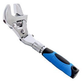 Flexhead Adjustable Wrench 10 to 12in Ratcheting Spanner with Retractable Extension Shank 180 Degree Rotating Head