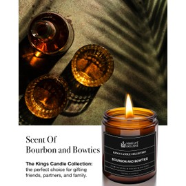 Scented Candles for Men | Bourbon Scented & Bowties | Wooden Wick, Long Lasting, Masculine Scents | Natural Soy Jar Candle for Home, Bacehlor Pad Decor | The Perfect Mens Gift