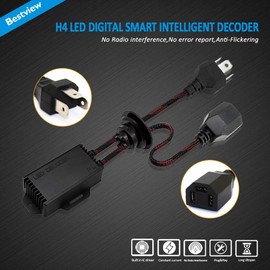 Bestview H4 9003 LED Light Canbus Decoder Anti Flicker Harness, Resistor Decoders Error Free, LED Warning Canceller Resistor Adapter, Pack of 2