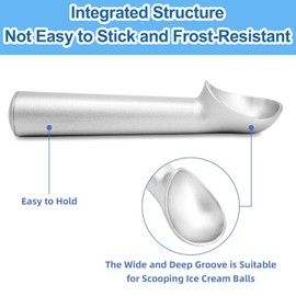 Ice Cream Scoop - Nonstick Anti-Freeze One Piece Aluminum Scooper Spoon, Easy to Release & Clean,Heavy Duty Durable Design,for Gelato, Cookie Dough & Mashed Potatoes