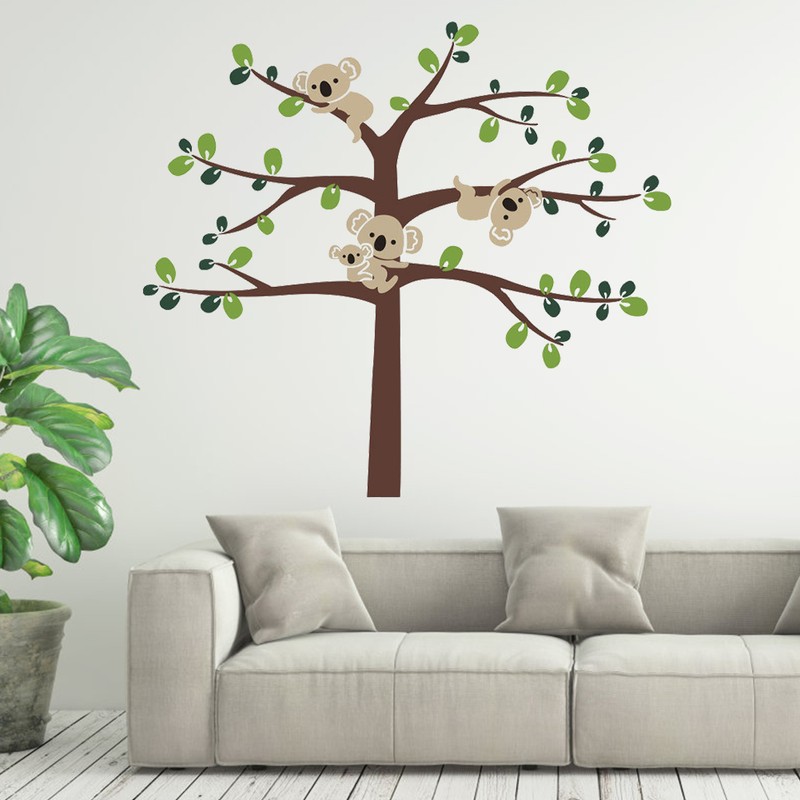 Cute Cartoon Koala and Tree Removable Wall Sticker Stylish Living